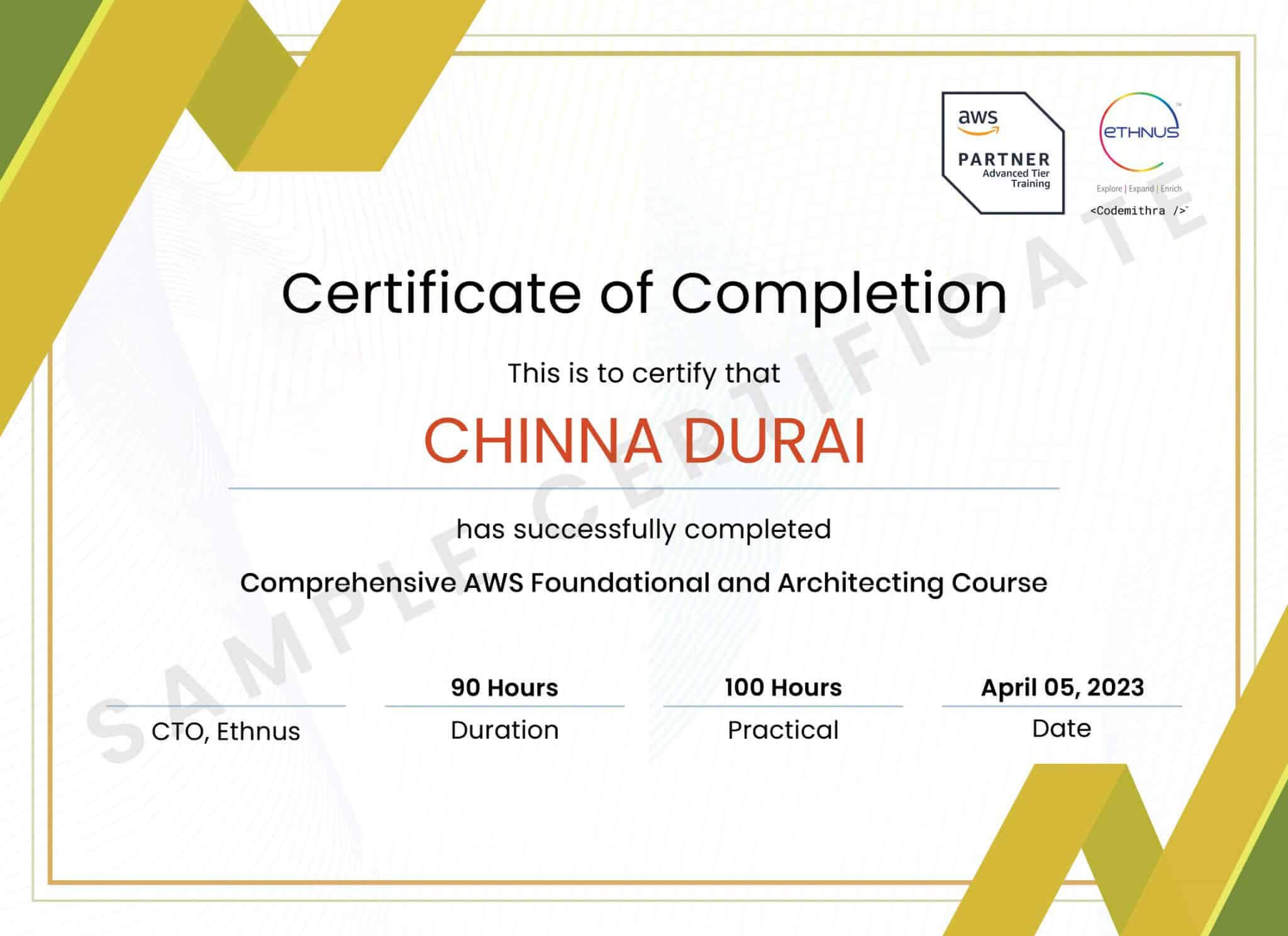 AWS Sample Certificate